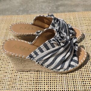 Sugar Wedges- Natural & Black StripeSize 6.5‎